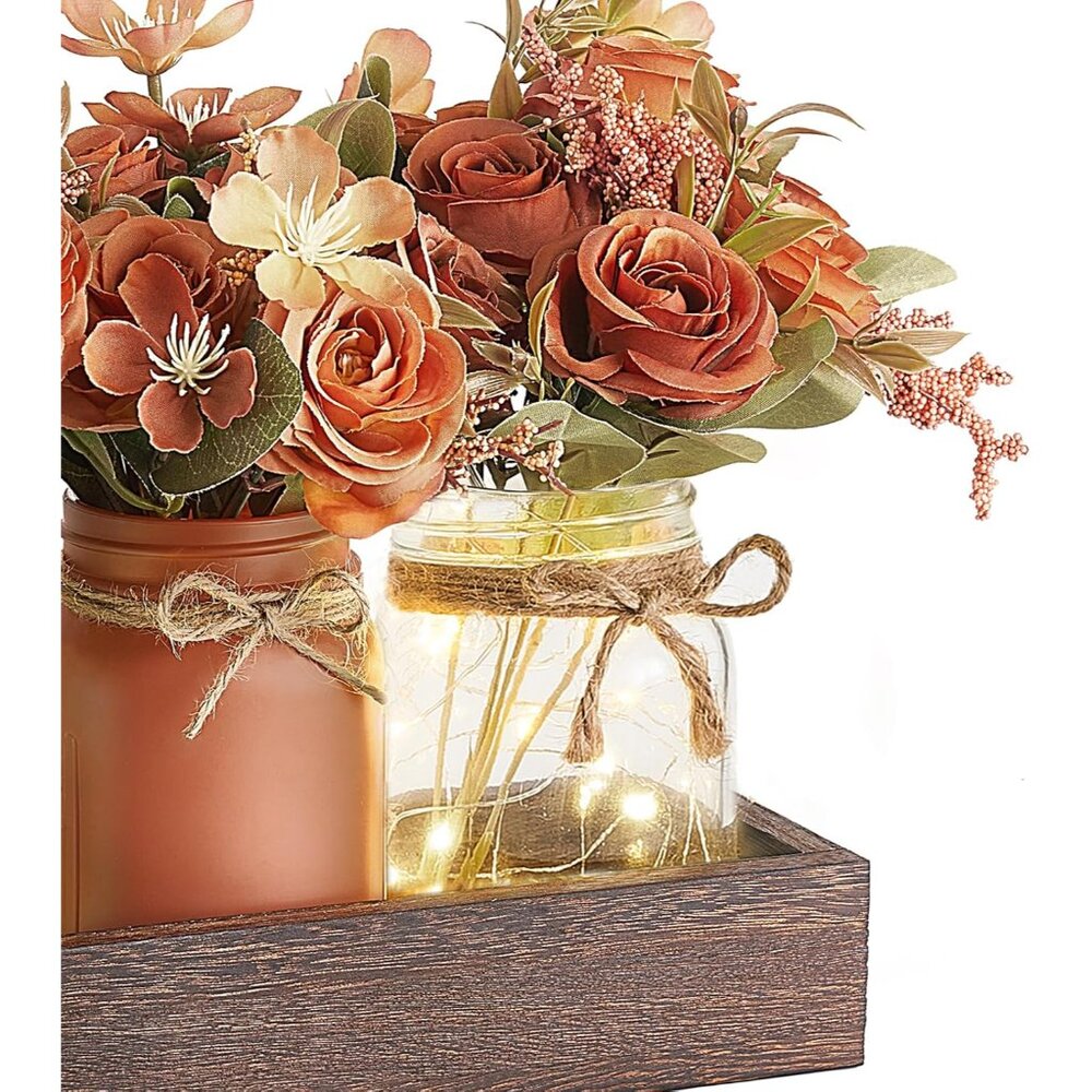 Mason Jar Lights Centerpiece Table Decorations for Dining Room Farmhouse Coffee - Picture 7 of 7